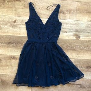 Beaded Swiss Dot Skater Mini Dress